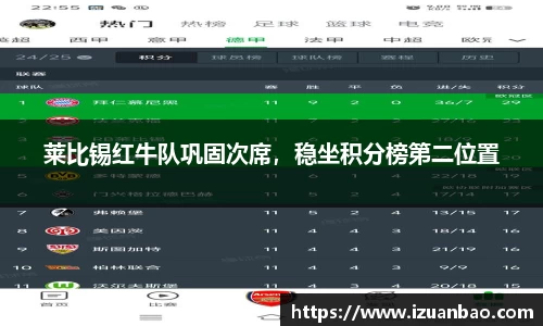 莱比锡红牛队巩固次席，稳坐积分榜第二位置